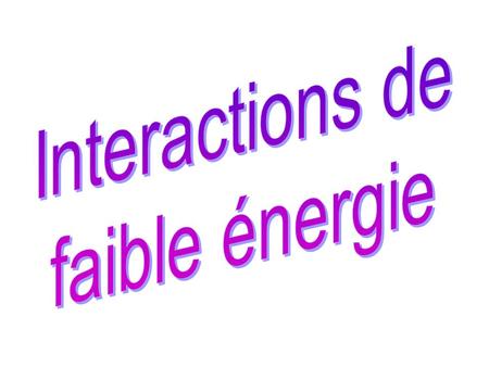 Interactions de faible énergie.