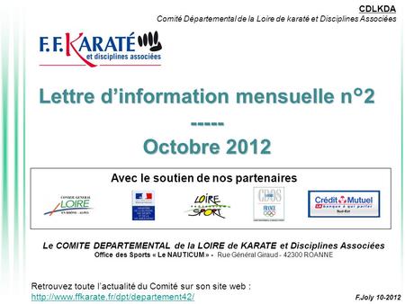 Lettre d’information mensuelle n° Octobre 2012