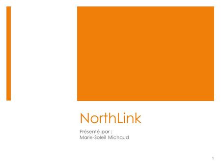 NorthLink Présenté par : Marie-Soleil Michaud 1. Plan de la présentation  Situation actuelle  Problème soulevé  Mandat  Solutions  Conclusion Situation.