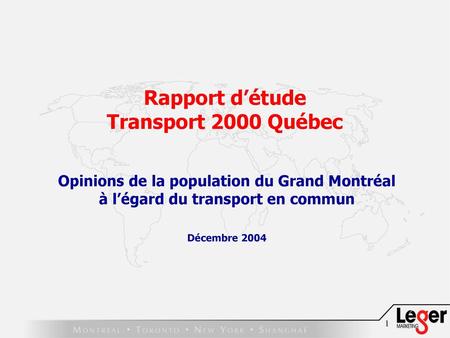 Rapport d’étude Transport 2000 Québec