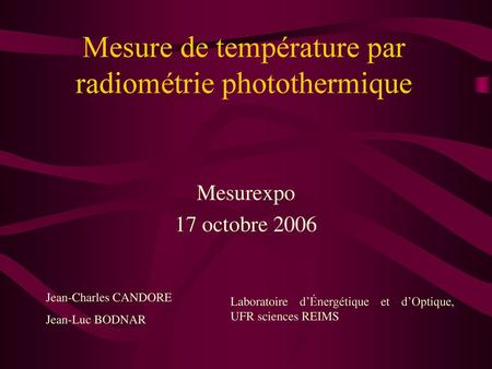 Mesure de température par radiométrie photothermique