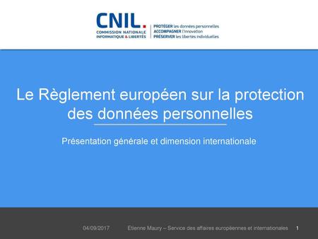 Le Règlement européen sur la protection des données personnelles