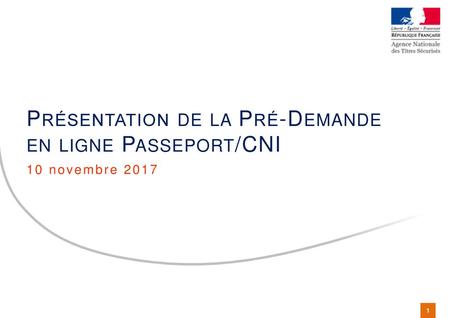 Présentation de la Pré-Demande en ligne Passeport/CNI