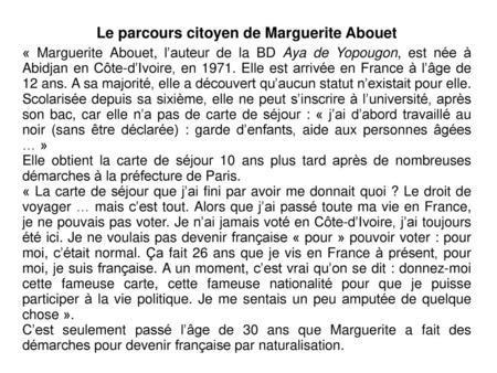 Le parcours citoyen de Marguerite Abouet