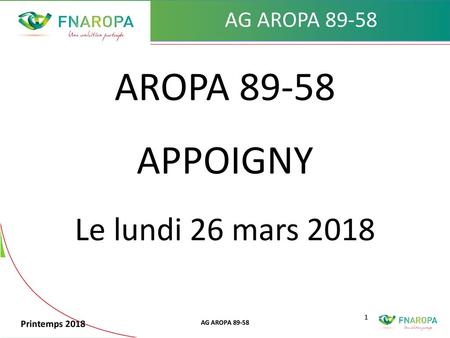 AROPA APPOIGNY Le lundi 26 mars 2018 AG AROPA 89-58