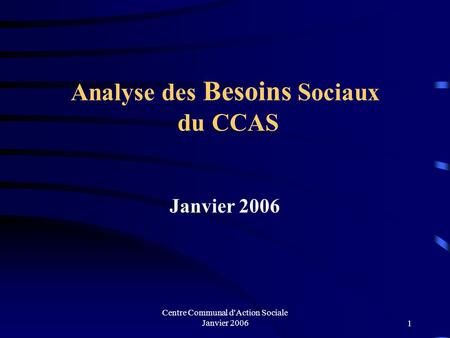 Analyse des Besoins Sociaux du CCAS