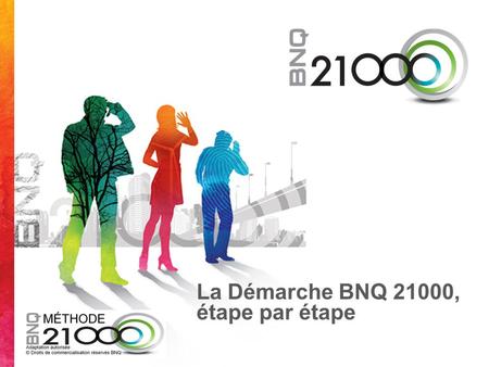 La Démarche BNQ 21000, étape par étape. Sensibilisation / Conscientisation Positionnement stratégique (modèle d’affaires) Actions innovantes / responsables.