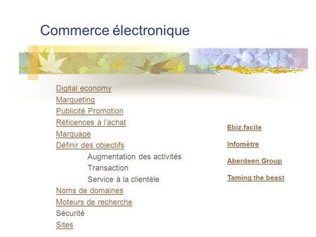 Commerce électronique Digital economy Marqueting Publicité Promotion Réticences à l’achat Marquage Définir des objectifs Augmentation des activités Transaction.