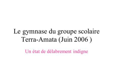 Le gymnase du groupe scolaire Terra-Amata (Juin 2006 ) Un état de délabrement indigne.