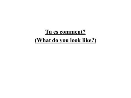 Tu es comment? (What do you look like?).