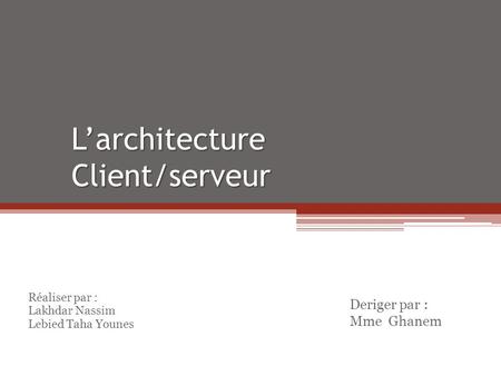 L’architecture Client/serveur