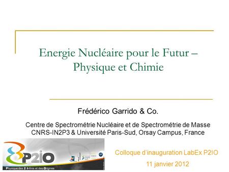 Energie Nucléaire pour le Futur – Physique et Chimie