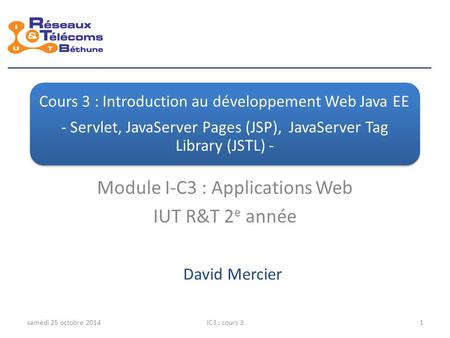Module I-C3 : Applications Web IUT R&T 2e année