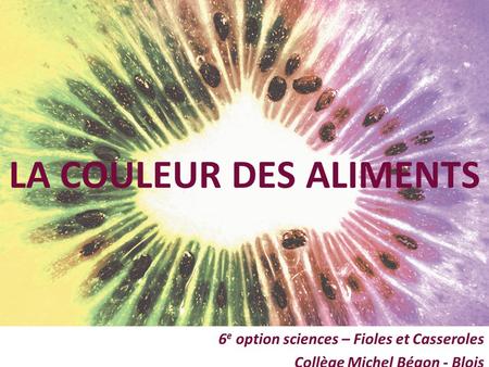 6e option sciences – Fioles et Casseroles Collège Michel Bégon - Blois