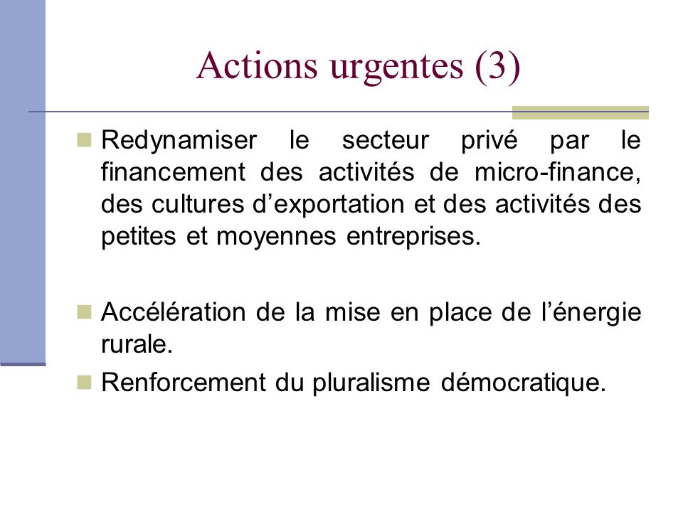 Actions urgentes (3)