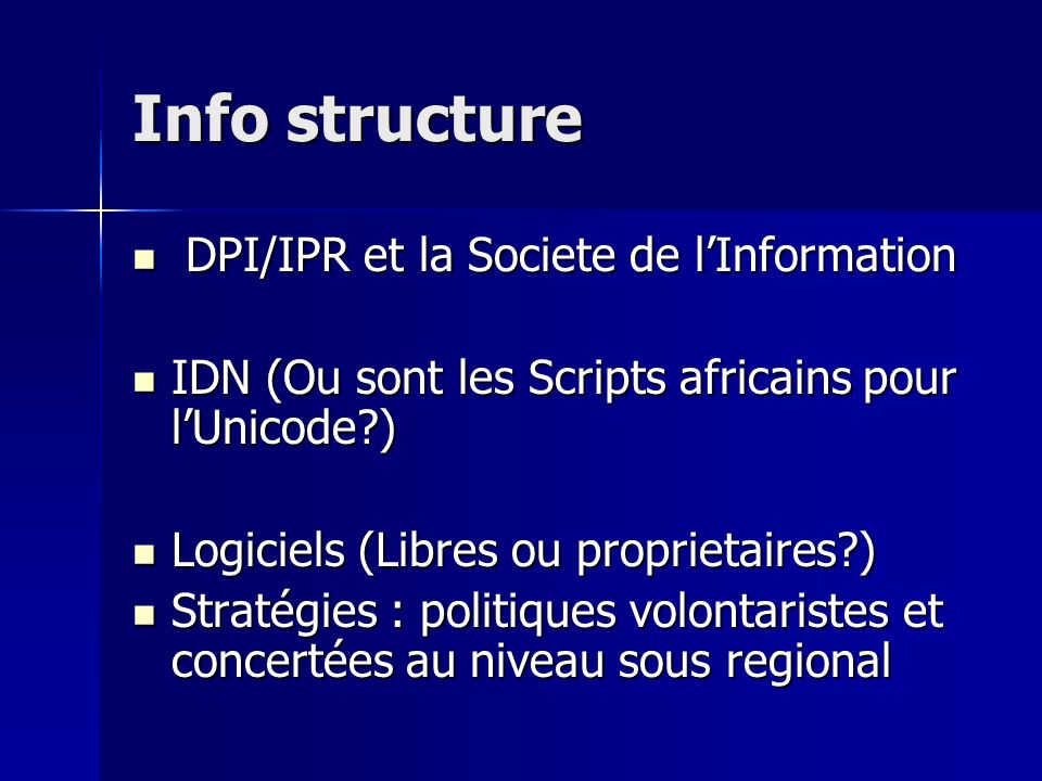 Info structure DPI/IPR et la Societe de l’Information