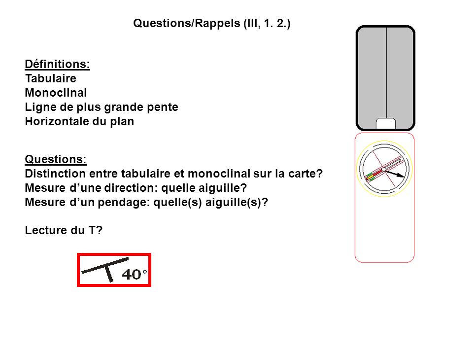 Questions/Rappels (III, 1. 2.)