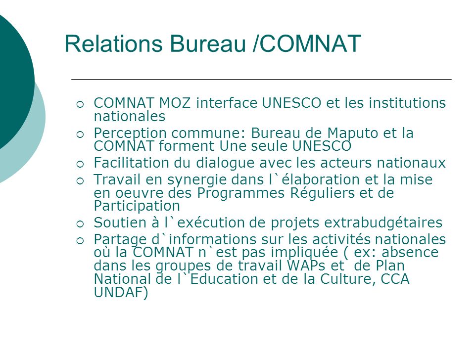 Relations Bureau /COMNAT