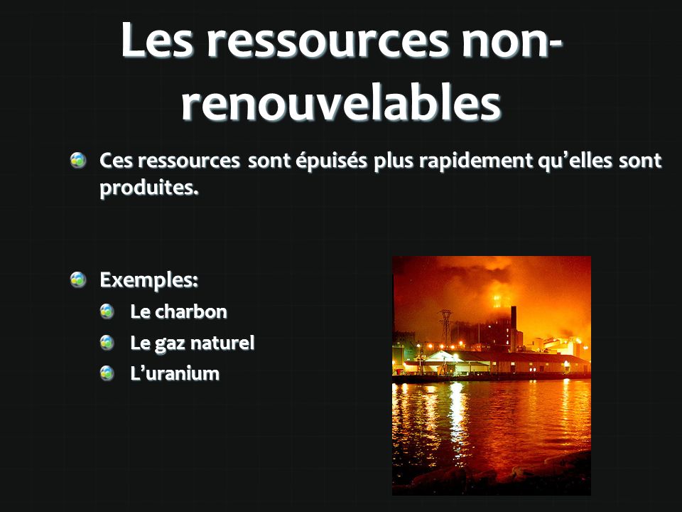Les ressources non-renouvelables
