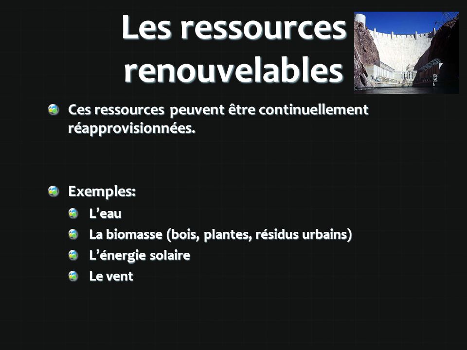 Les ressources renouvelables
