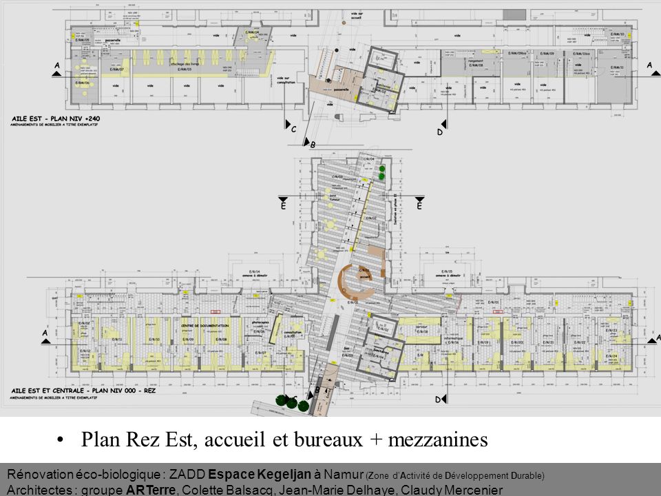 Plan Rez Est, accueil et bureaux + mezzanines