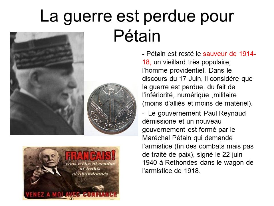 La guerre est perdue pour Pétain