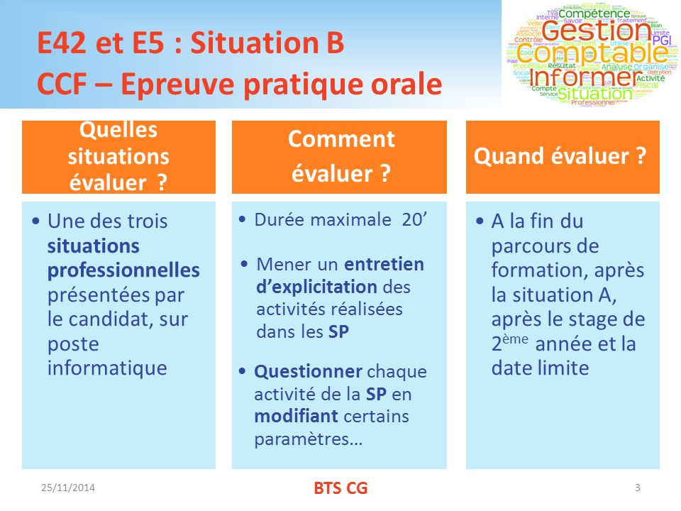 E42 et E5 : Situation B CCF – Epreuve pratique orale