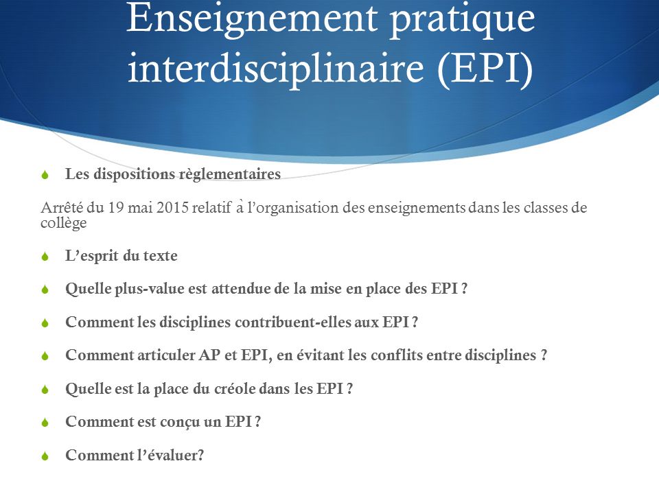 Enseignement pratique interdisciplinaire (EPI)
