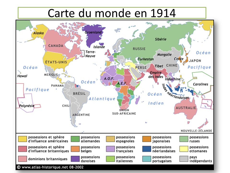 Carte du monde en 1914