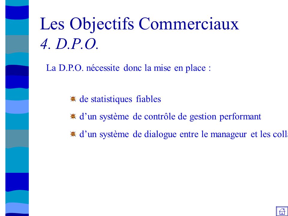 Les Objectifs Commerciaux 4. D.P.O.