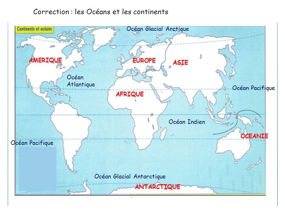 Correction : les Océans et les continents