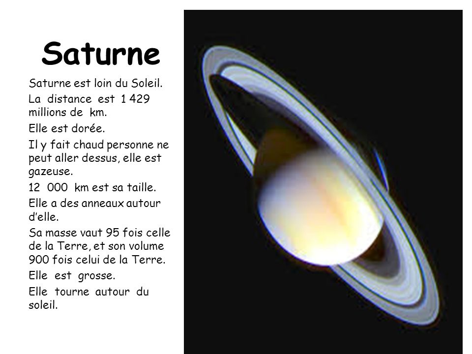 Saturne Saturne est loin du Soleil.