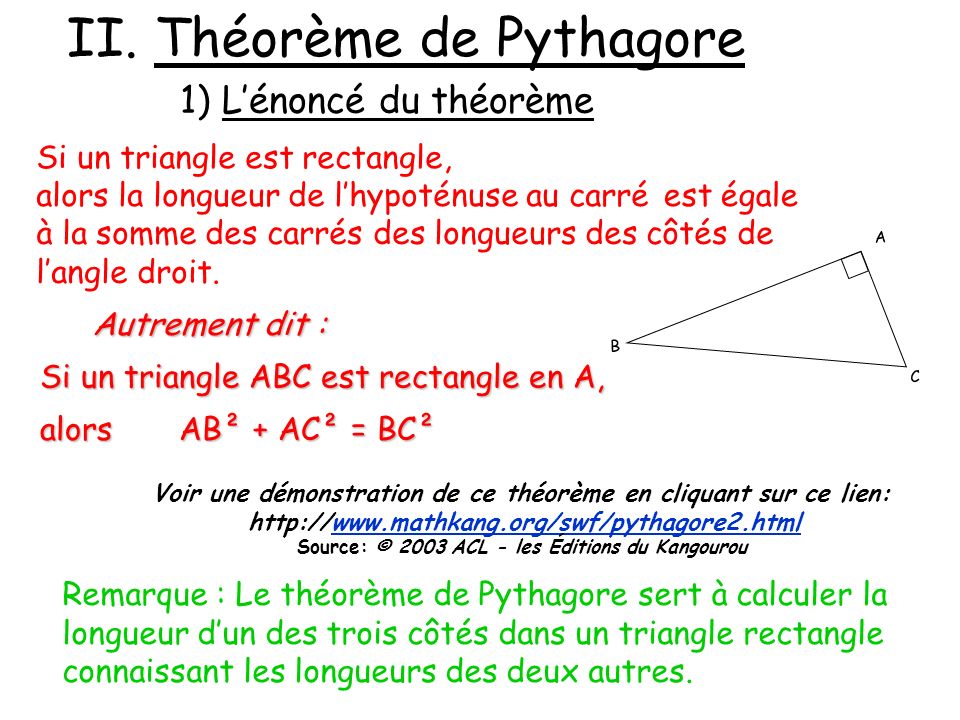 II. Théorème de Pythagore