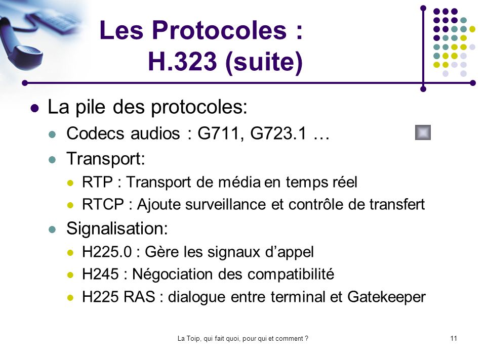 Les Protocoles : H.323 (suite)