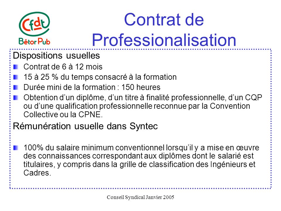 Contrat de Professionalisation