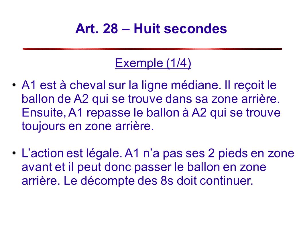 Art. 28 – Huit secondes Exemple (1/4)