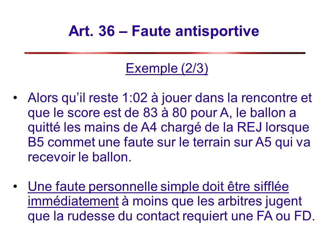 Art. 36 – Faute antisportive