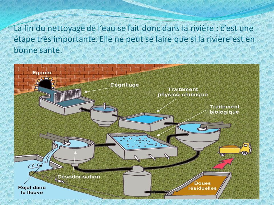 La fin du nettoyage de l’eau se fait donc dans la rivière : c’est une étape très importante.