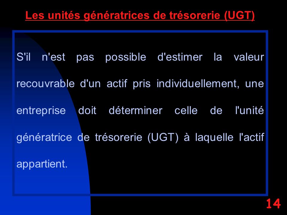 Les unités génératrices de trésorerie (UGT)