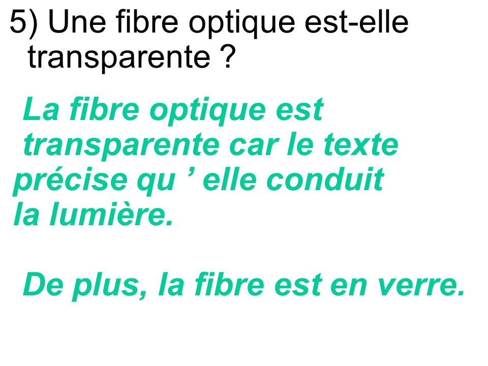 5) Une fibre optique est-elle transparente
