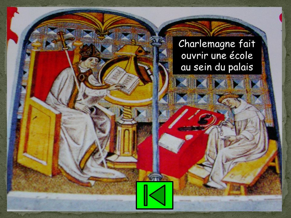 Charlemagne fait ouvrir une école au sein du palais