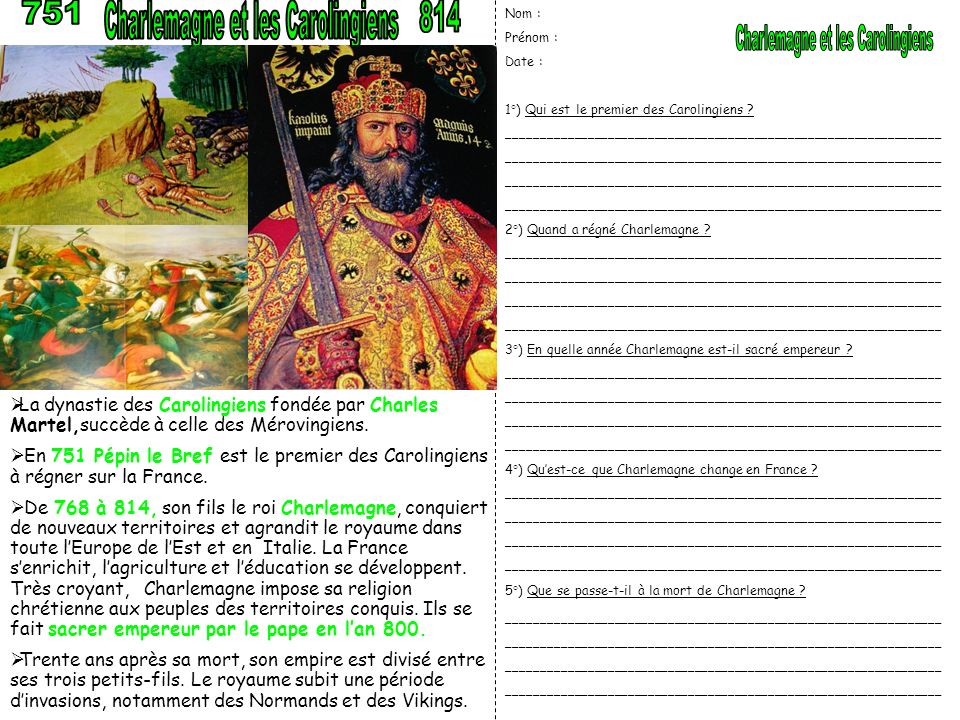 Charlemagne et les Carolingiens 814 Charlemagne et les Carolingiens