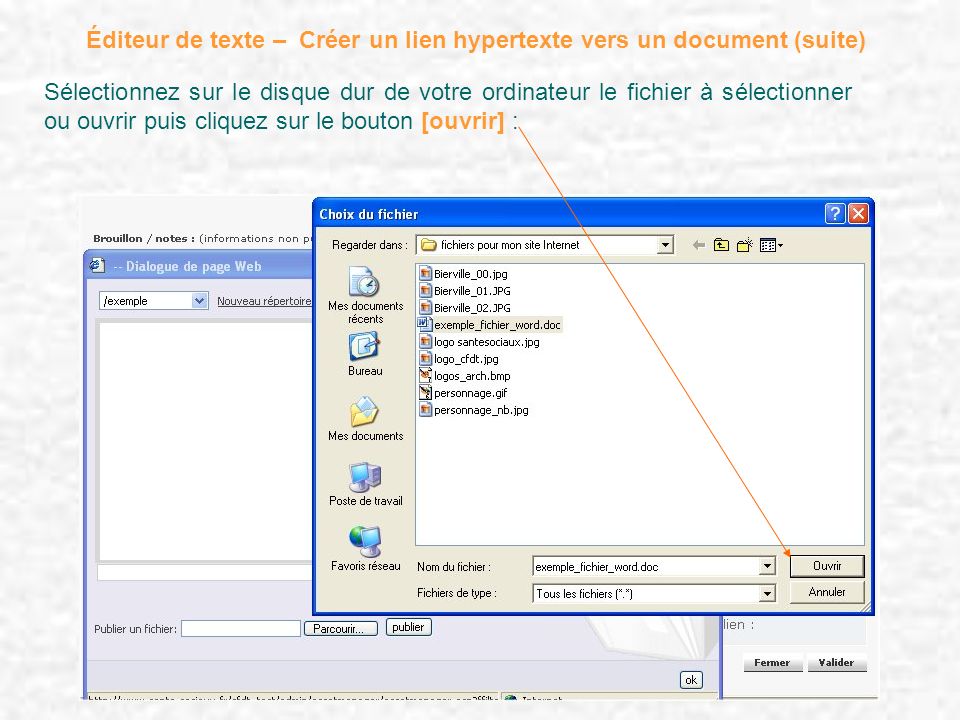 Éditeur de texte – Créer un lien hypertexte vers un document (suite)