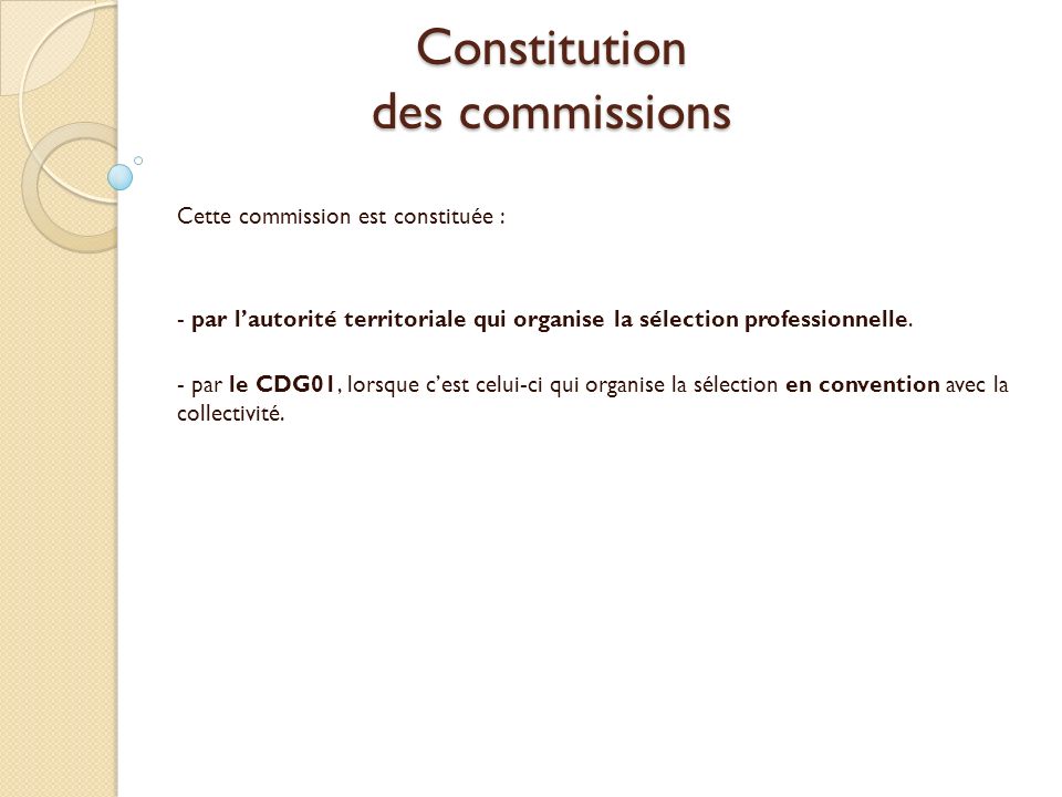 Constitution des commissions