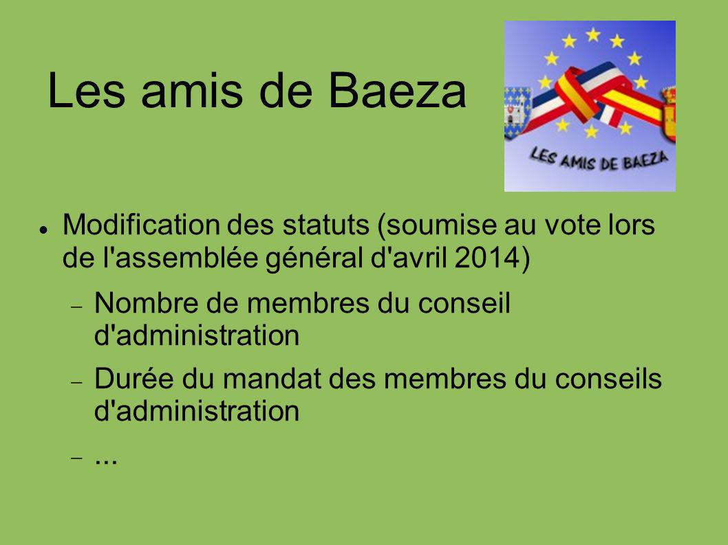 Les amis de Baeza Modification des statuts (soumise au vote lors de l assemblée général d avril 2014)