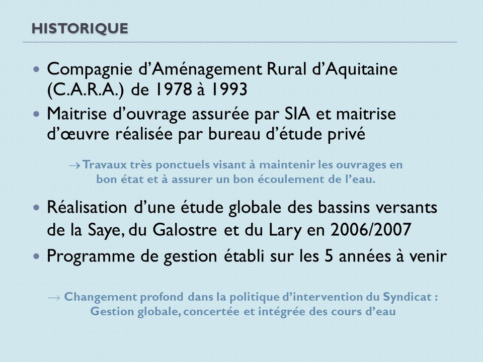Compagnie d’Aménagement Rural d’Aquitaine (C.A.R.A.) de 1978 à 1993