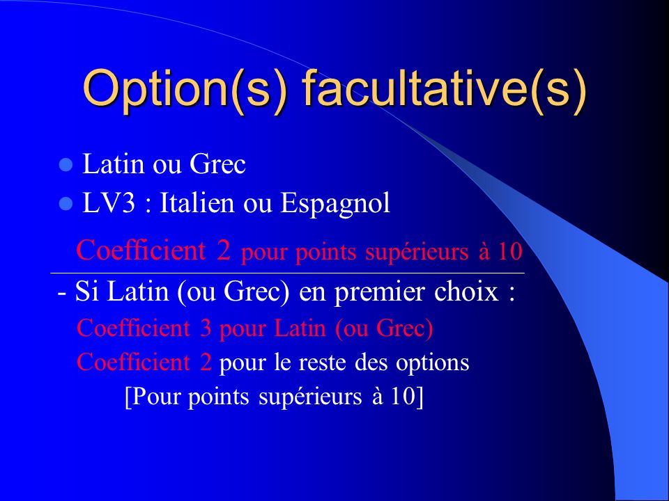 Option(s) facultative(s)