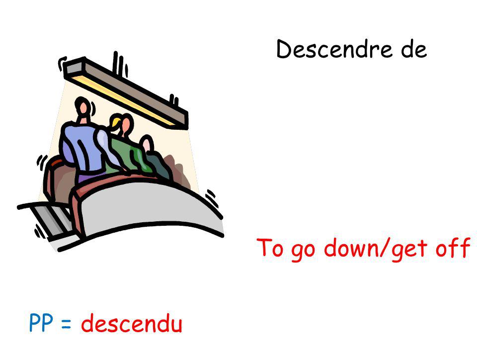 Descendre de To go down/get off PP = descendu