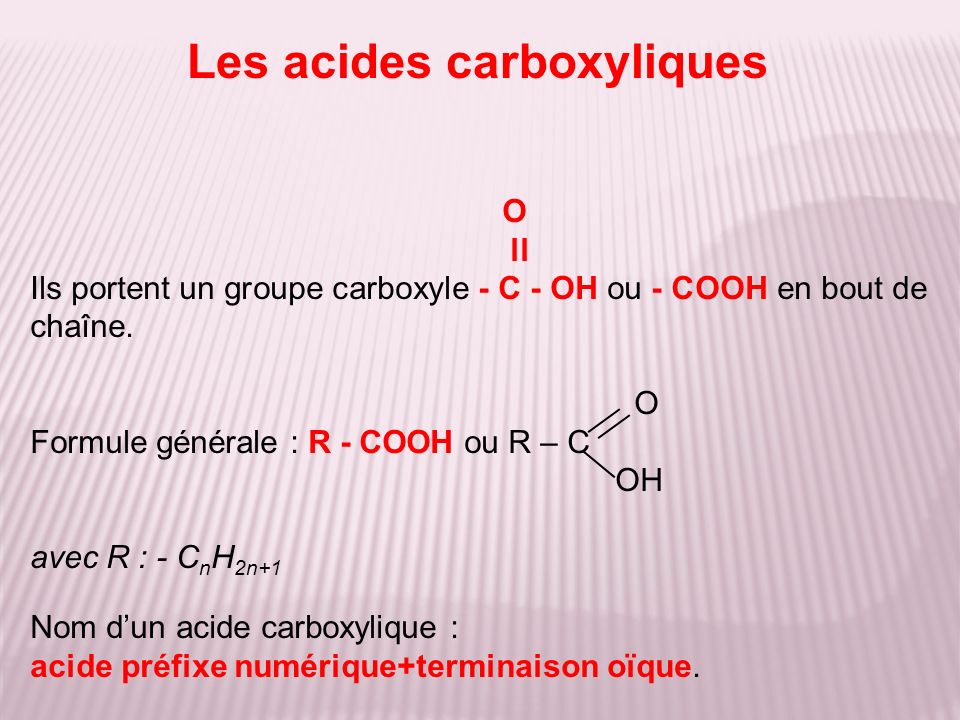 Les acides carboxyliques