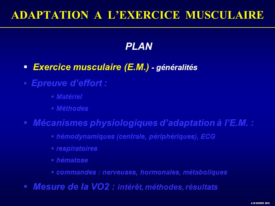 ADAPTATION A L’EXERCICE MUSCULAIRE